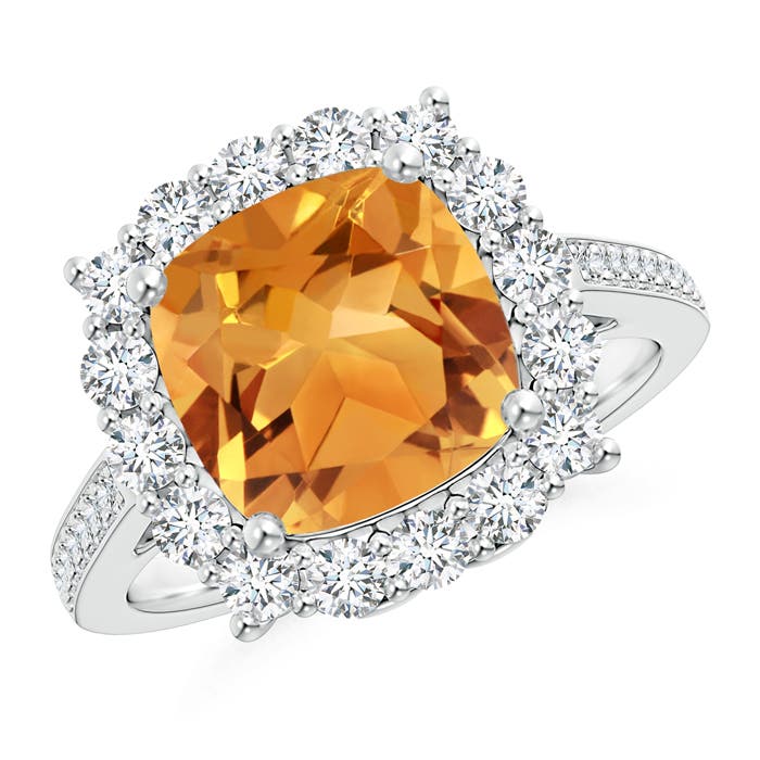 AA - Citrine / 3.33 CT / 14 KT White Gold