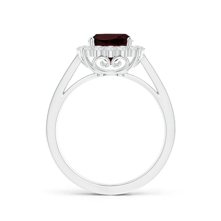 7mm A Cushion Garnet Cocktail Ring with Diamond Halo in P950 Platinum side 199