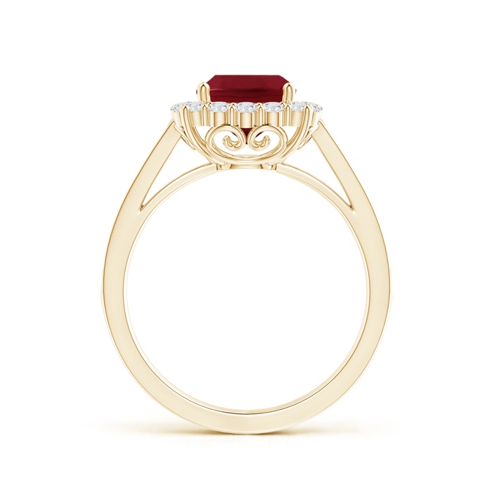 7mm AAA Cushion Garnet Cocktail Ring with Diamond Halo in 9K Yellow Gold product image