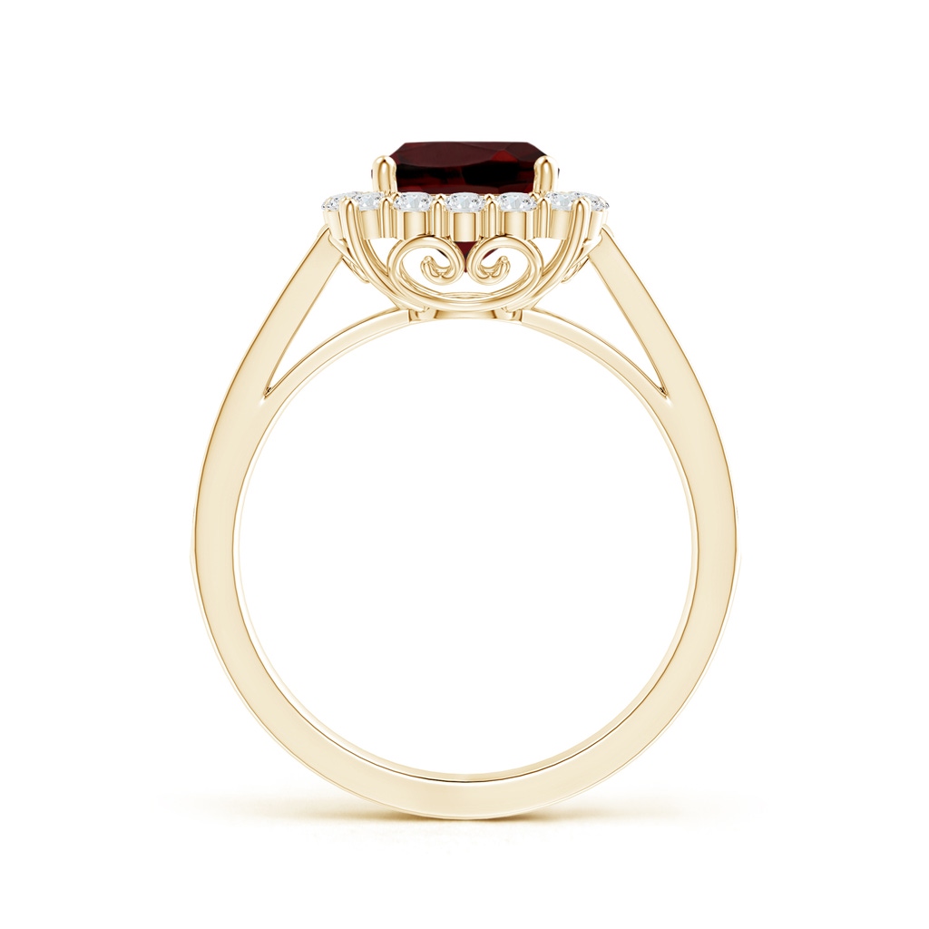 7mm AAA Cushion Garnet Cocktail Ring with Diamond Halo in 9K Yellow Gold - side 199