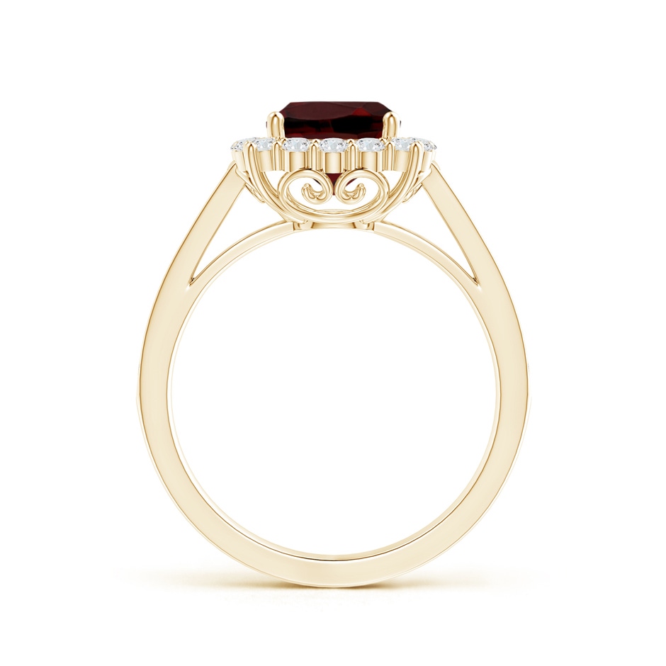 7mm AAA Cushion Garnet Cocktail Ring with Diamond Halo in 9K Yellow Gold side 199