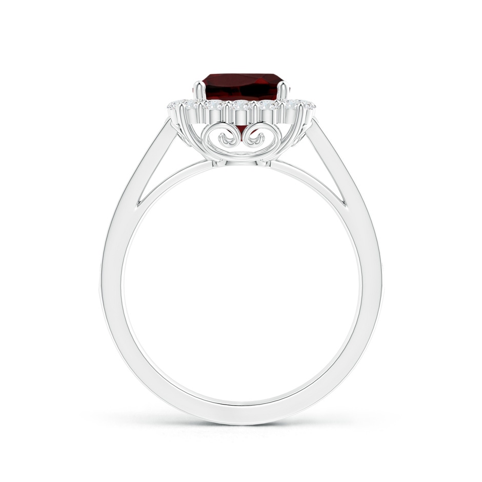 7mm AAA Cushion Garnet Cocktail Ring with Diamond Halo in White Gold side-1