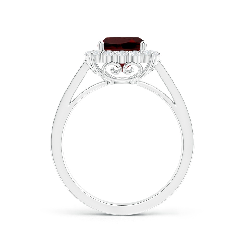 7mm AAA Cushion Garnet Cocktail Ring with Diamond Halo in White Gold side 199
