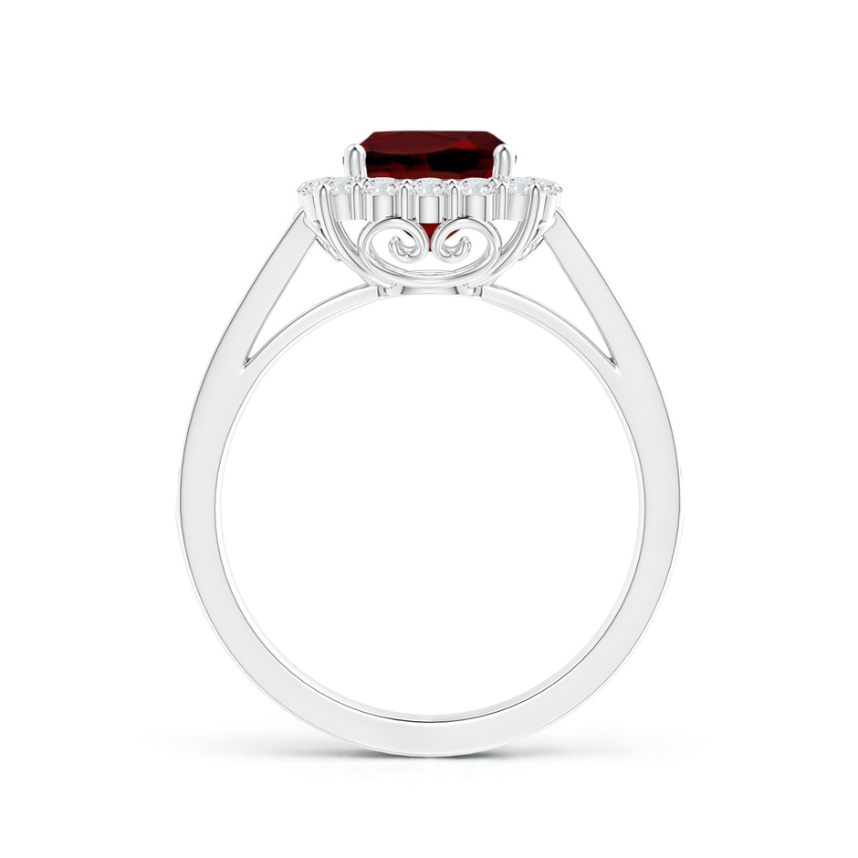 7mm AAAA Cushion Garnet Cocktail Ring with Diamond Halo in P950 Platinum side 199