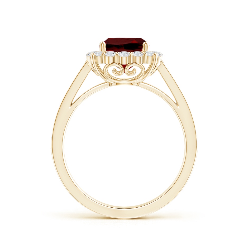 7mm AAAA Cushion Garnet Cocktail Ring with Diamond Halo in Yellow Gold side 199