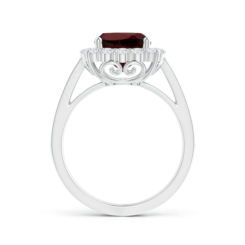 8mm AA Cushion Garnet Cocktail Ring with Diamond Halo in White Gold side 199