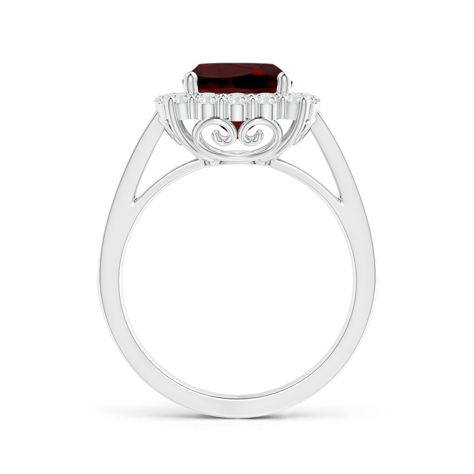 8mm AAA Cushion Garnet Cocktail Ring with Diamond Halo in White Gold side 199