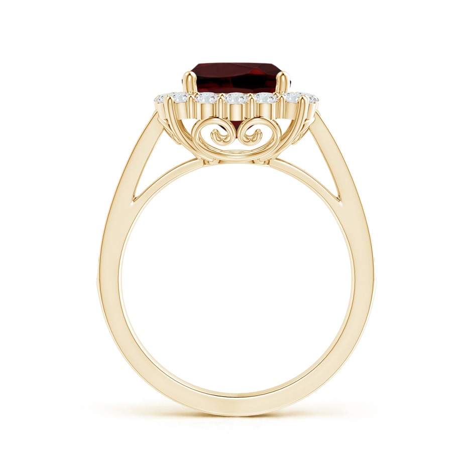 8mm AAA Cushion Garnet Cocktail Ring with Diamond Halo in Yellow Gold side 199