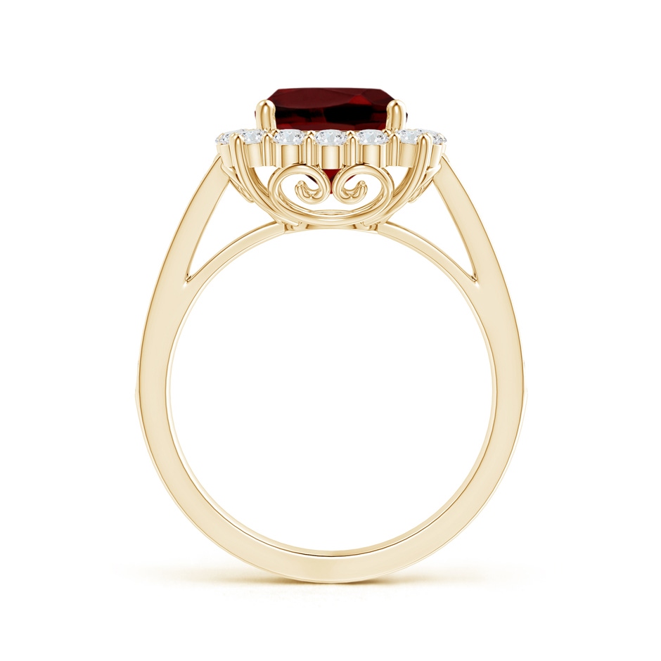 8mm AAAA Cushion Garnet Cocktail Ring with Diamond Halo in 18K Yellow Gold side 199