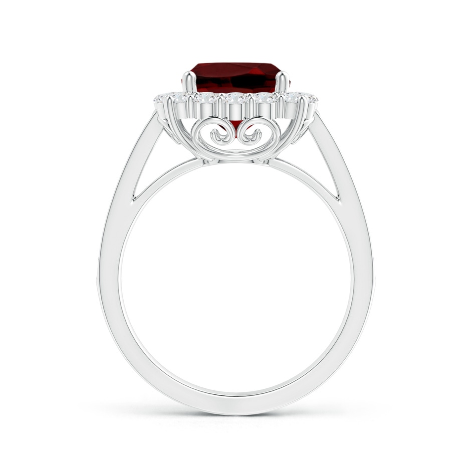 8mm AAAA Cushion Garnet Cocktail Ring with Diamond Halo in P950 Platinum side 199
