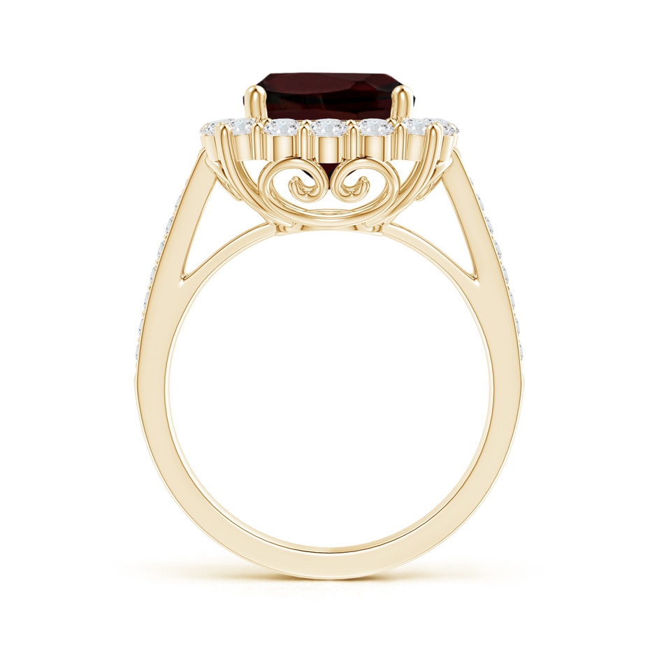 9mm A Cushion Garnet Cocktail Ring with Diamond Halo in Yellow Gold side 199