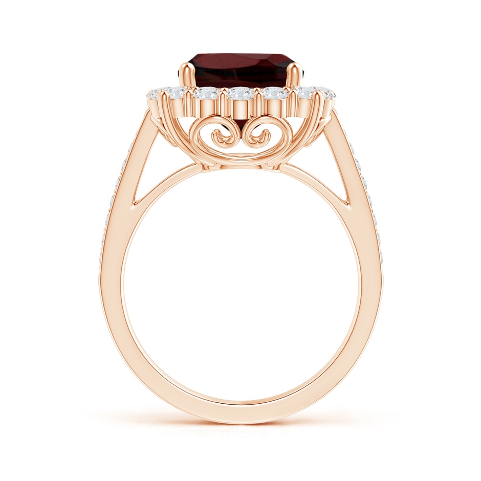 9mm AA Cushion Garnet Cocktail Ring with Diamond Halo in 18K Rose Gold side 199