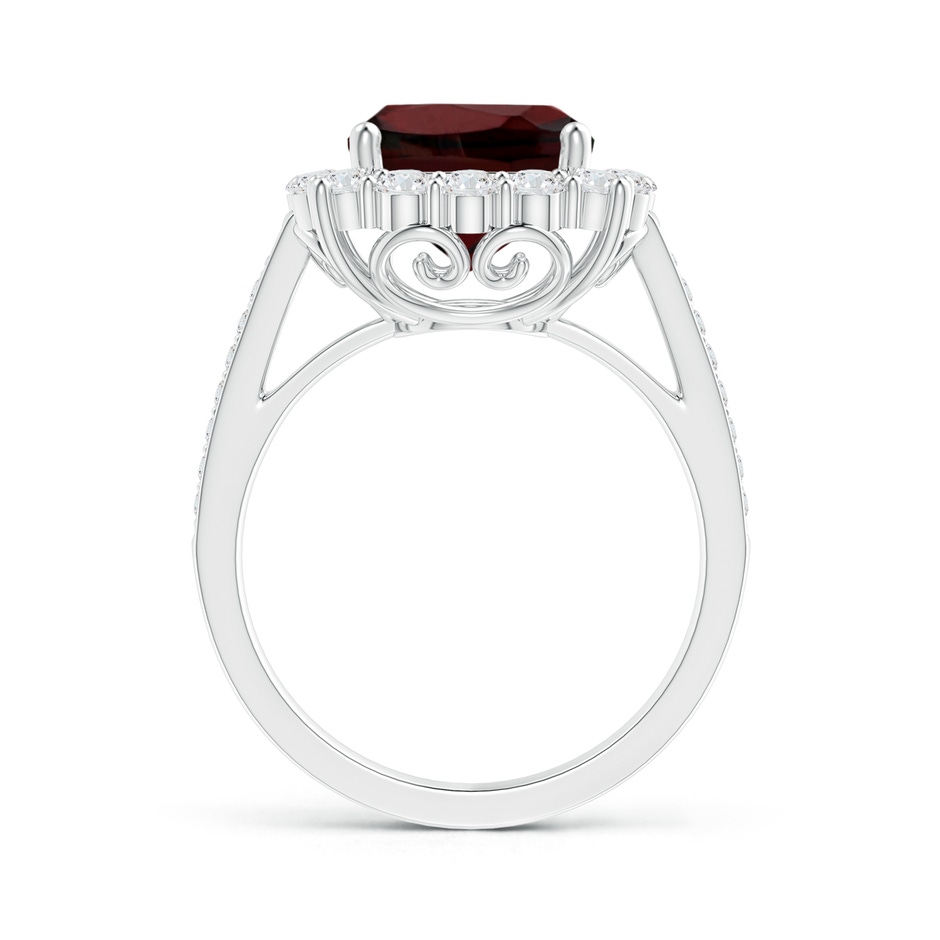 9mm AA Cushion Garnet Cocktail Ring with Diamond Halo in White Gold side 199