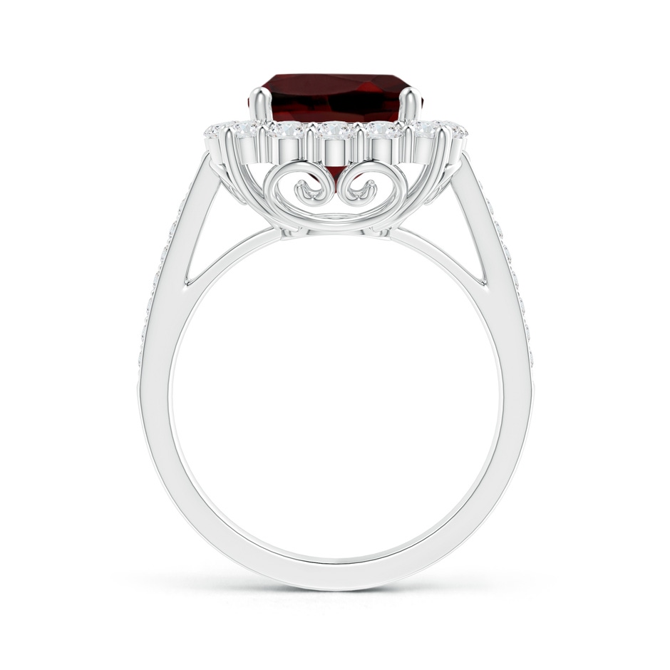 9mm AAA Cushion Garnet Cocktail Ring with Diamond Halo in White Gold side 199