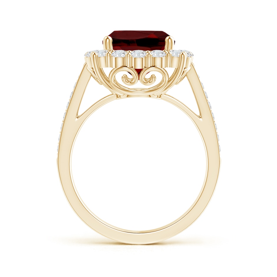9mm AAAA Cushion Garnet Cocktail Ring with Diamond Halo in 18K Yellow Gold side 199