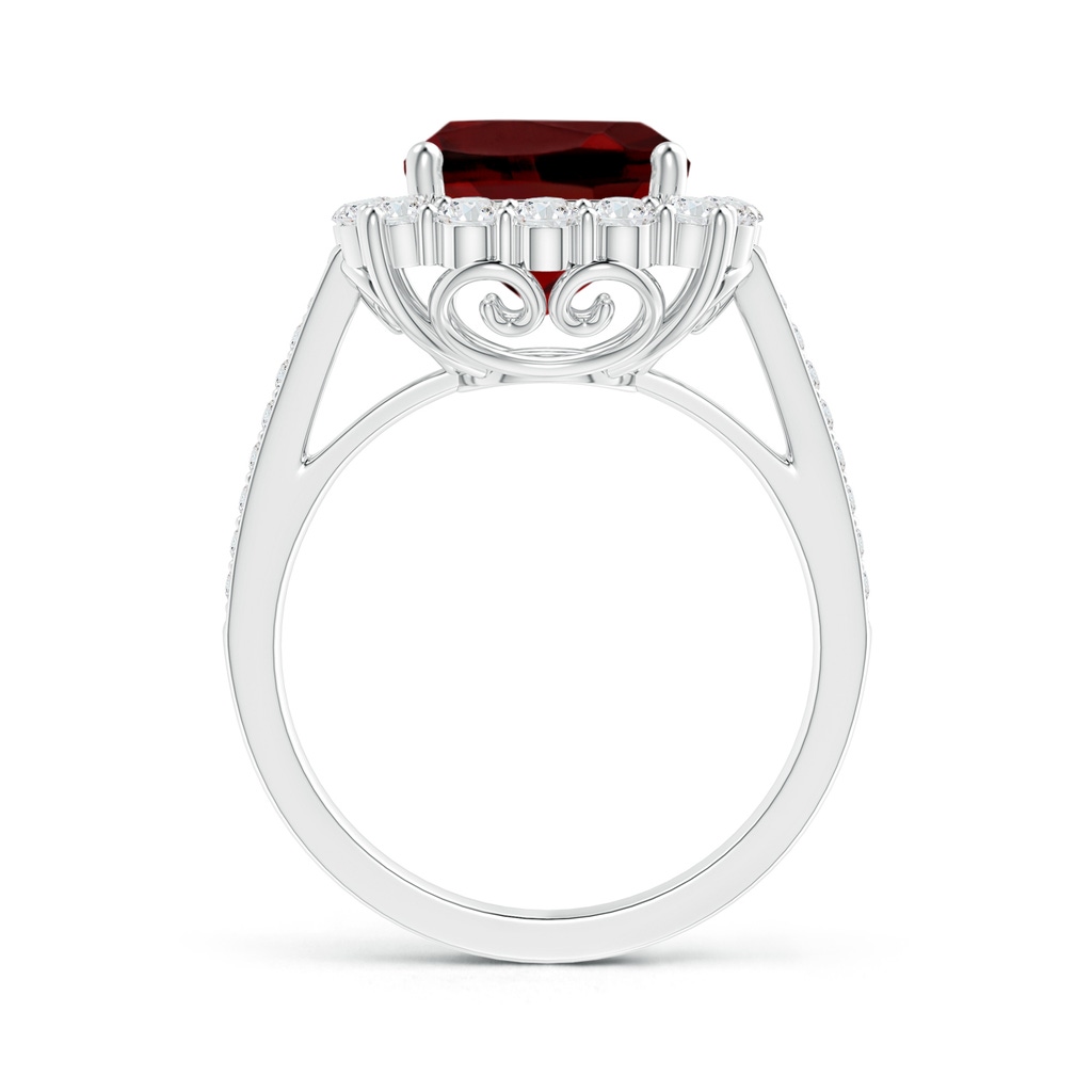 9mm AAAA Cushion Garnet Cocktail Ring with Diamond Halo in White Gold Side-1