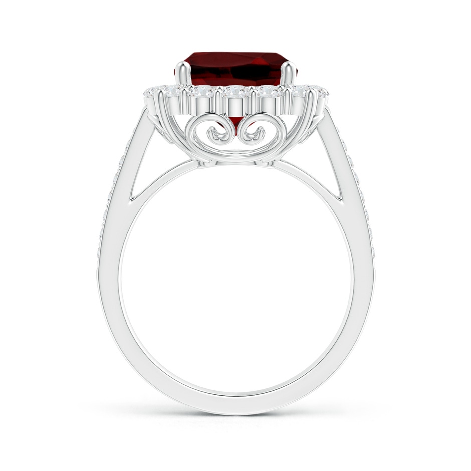 9mm AAAA Cushion Garnet Cocktail Ring with Diamond Halo in White Gold side 199