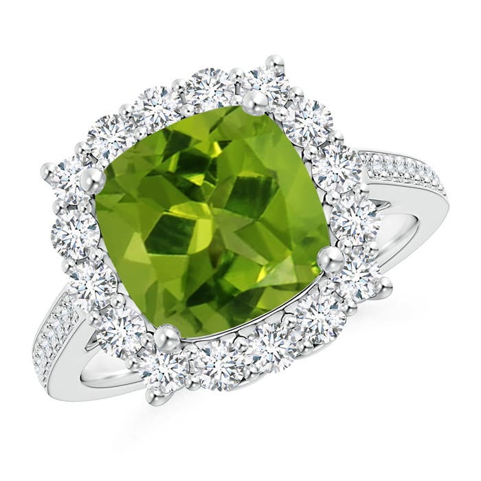 AAAA - Peridot / 3.58 CT / 14 KT White Gold