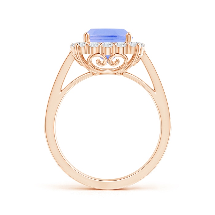 8mm A Cushion Tanzanite Cocktail Ring with Diamond Halo in Rose Gold side-1