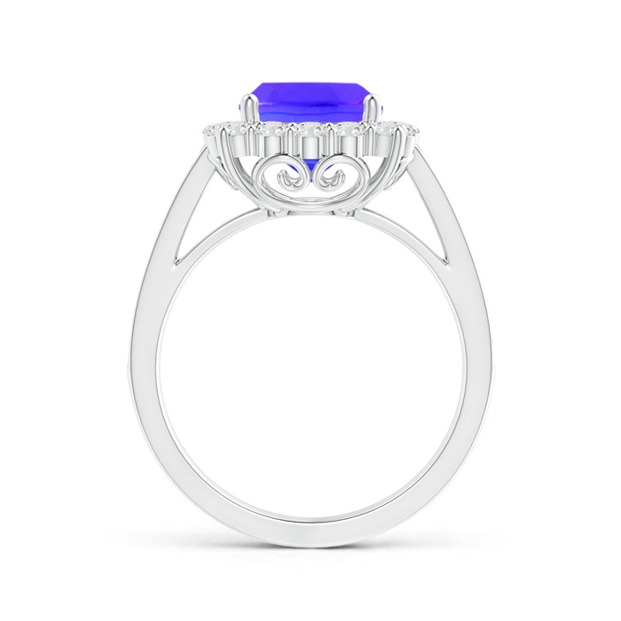 8mm AAA Cushion Tanzanite Cocktail Ring with Diamond Halo in P950 Platinum side-1