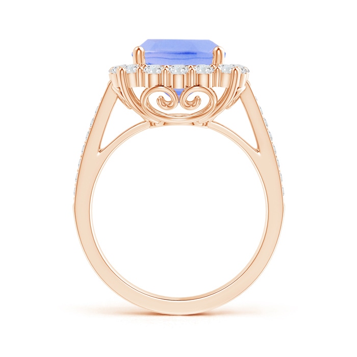 9mm A Cushion Tanzanite Cocktail Ring with Diamond Halo in Rose Gold side-1