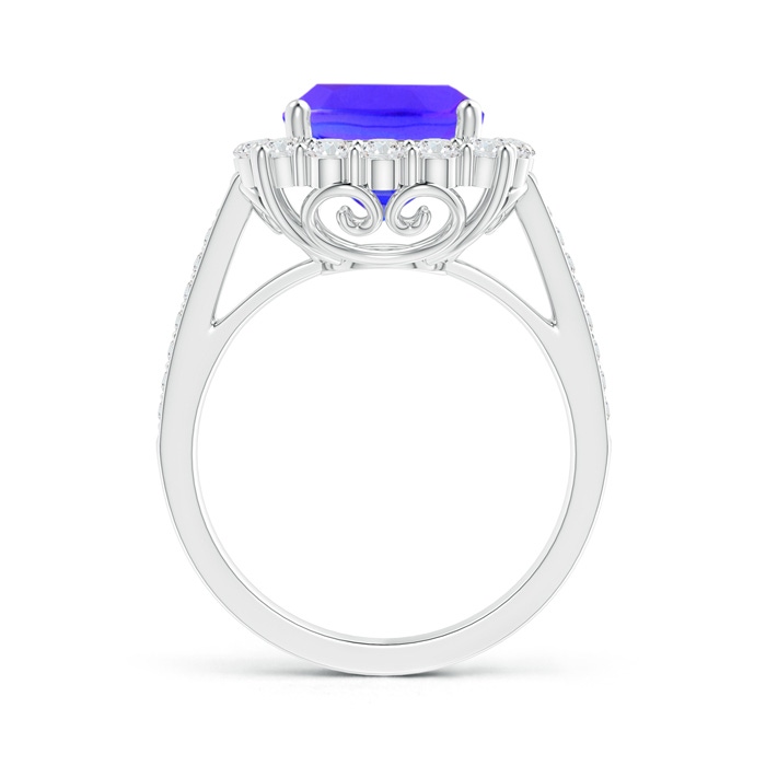 9mm AAA Cushion Tanzanite Cocktail Ring with Diamond Halo in White Gold side-1