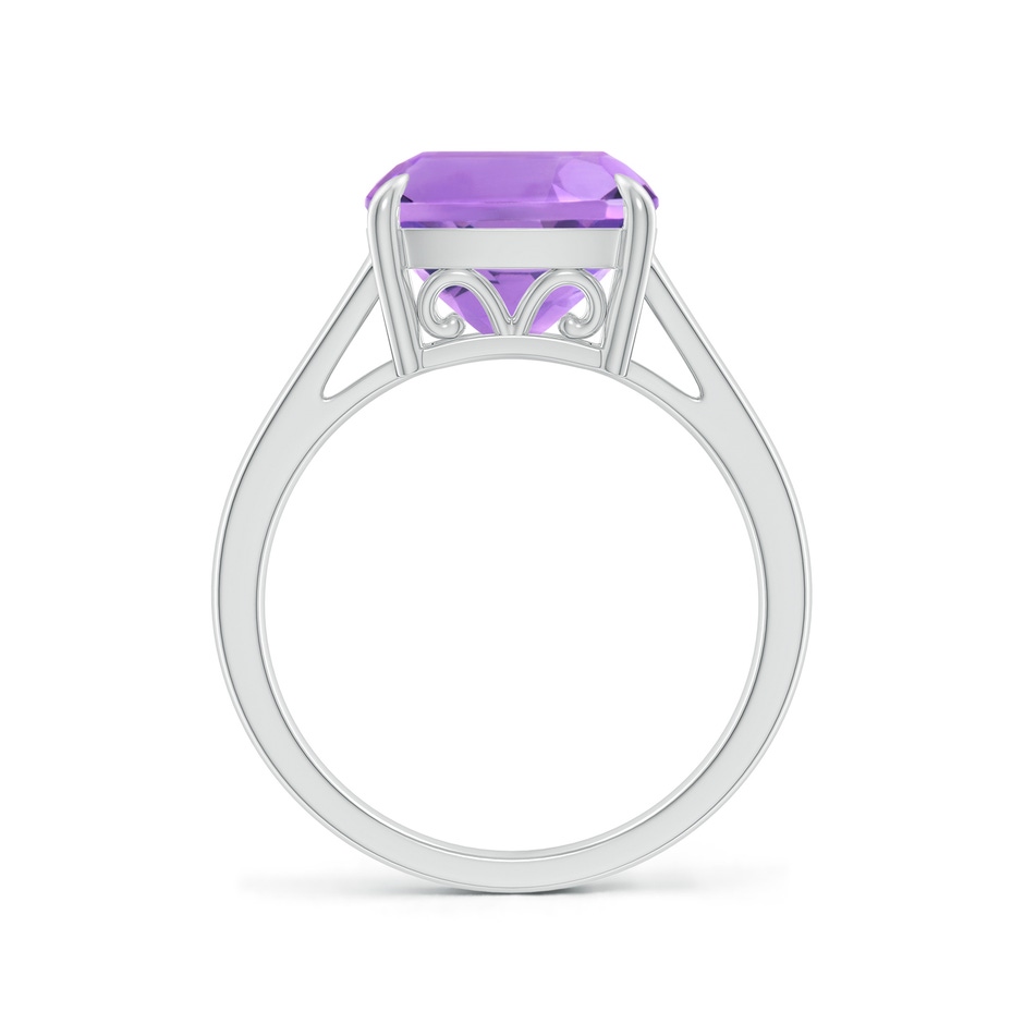 10mm A Classic Solitaire Cushion Amethyst Cocktail Ring in P950 Platinum side-1