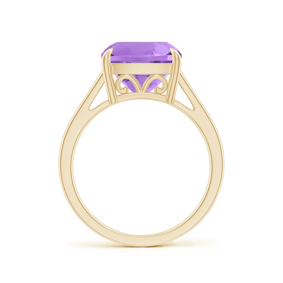 10mm A Classic Solitaire Cushion Amethyst Cocktail Ring in Yellow Gold side-1