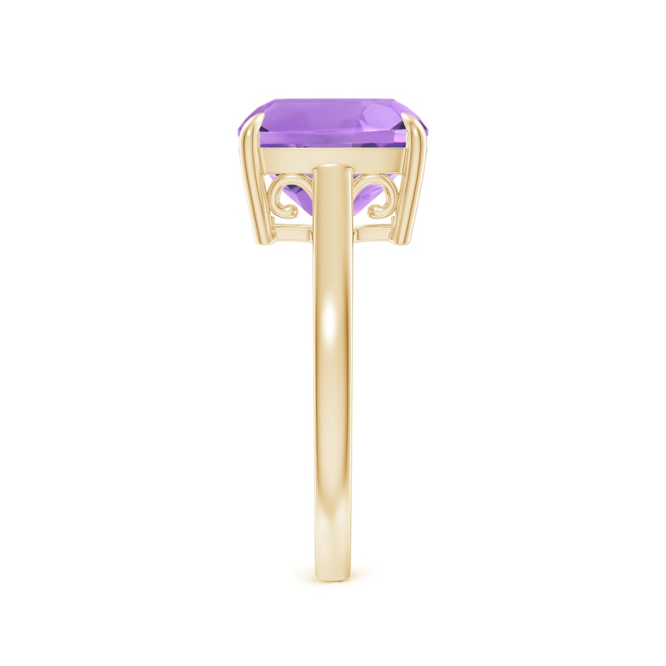 10mm A Classic Solitaire Cushion Amethyst Cocktail Ring in Yellow Gold side-2