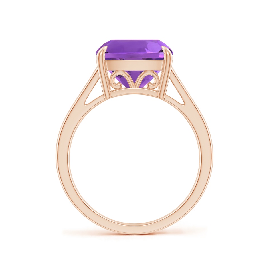 10mm AAA Classic Solitaire Cushion Amethyst Cocktail Ring in Rose Gold side-1