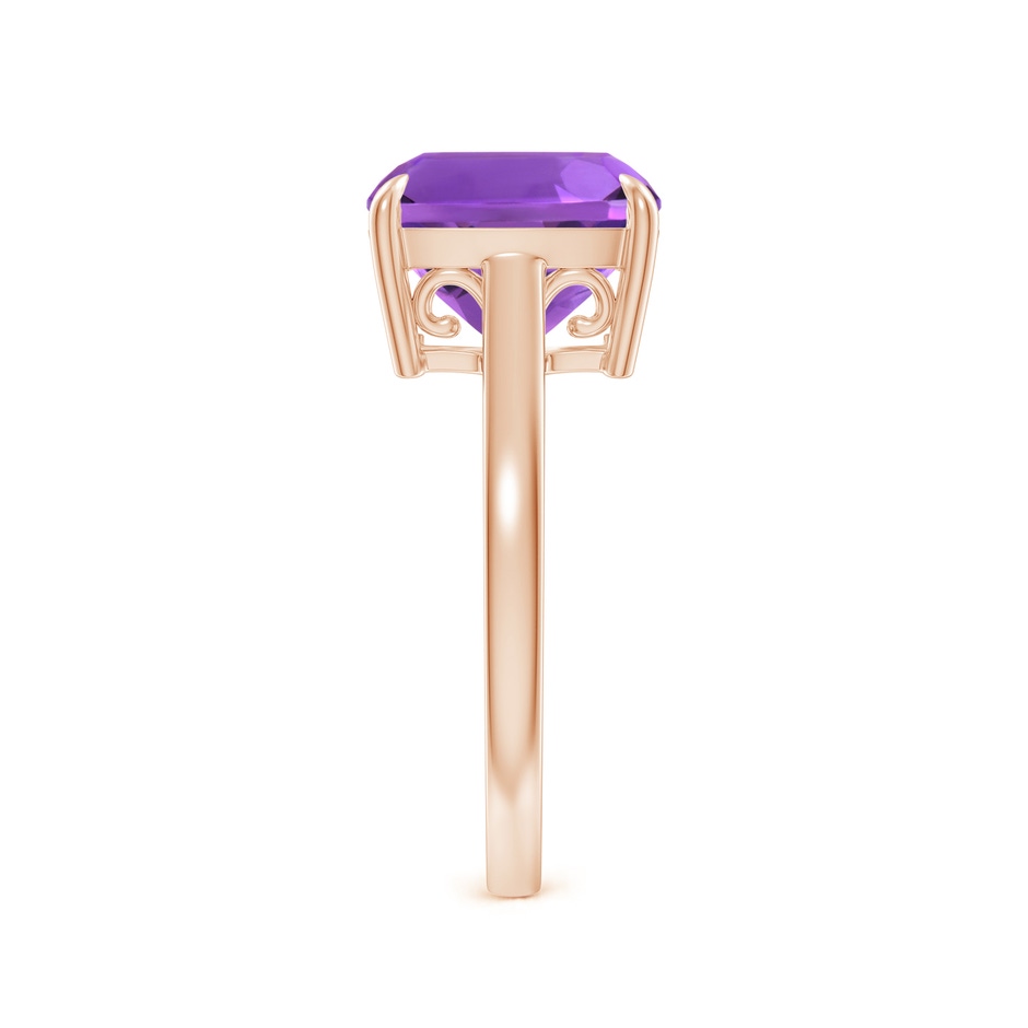 10mm AAA Classic Solitaire Cushion Amethyst Cocktail Ring in Rose Gold side-2
