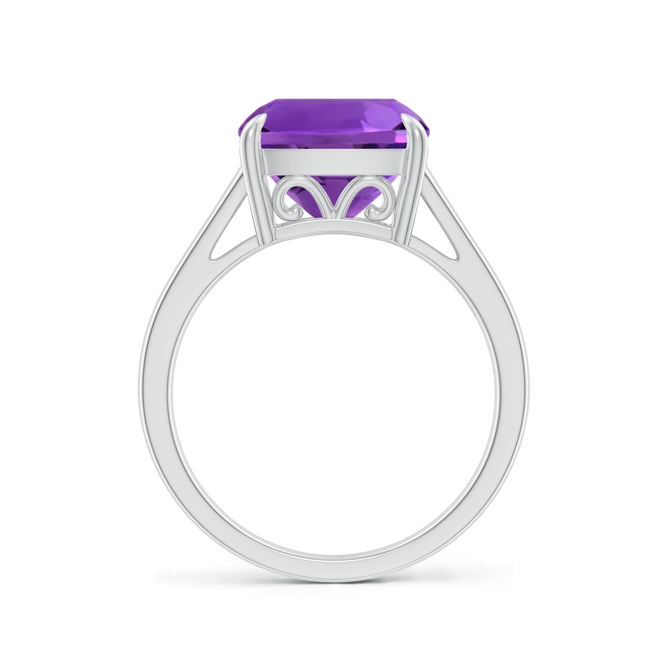 10mm AAAA Classic Solitaire Cushion Amethyst Cocktail Ring in 10K White Gold side-1