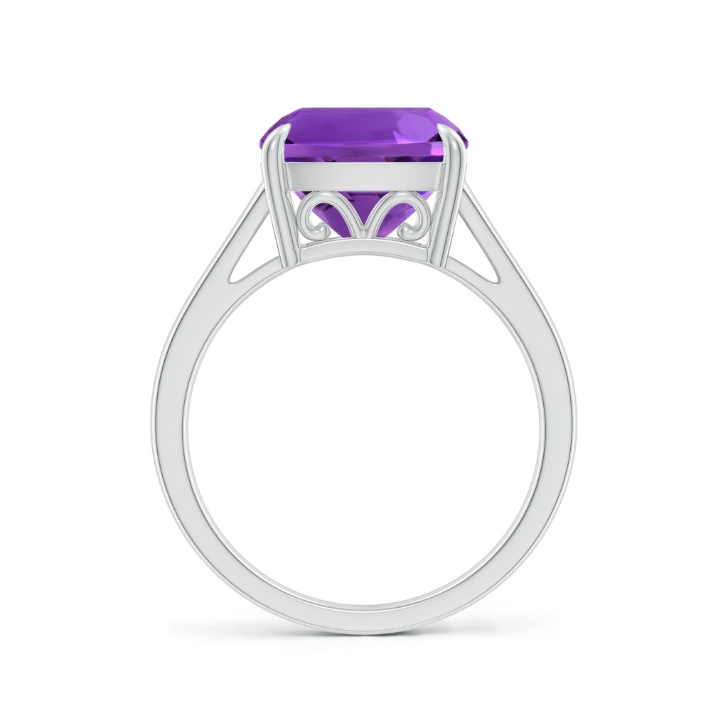 10mm AAAA Classic Solitaire Cushion Amethyst Cocktail Ring in P950 Platinum - side_1