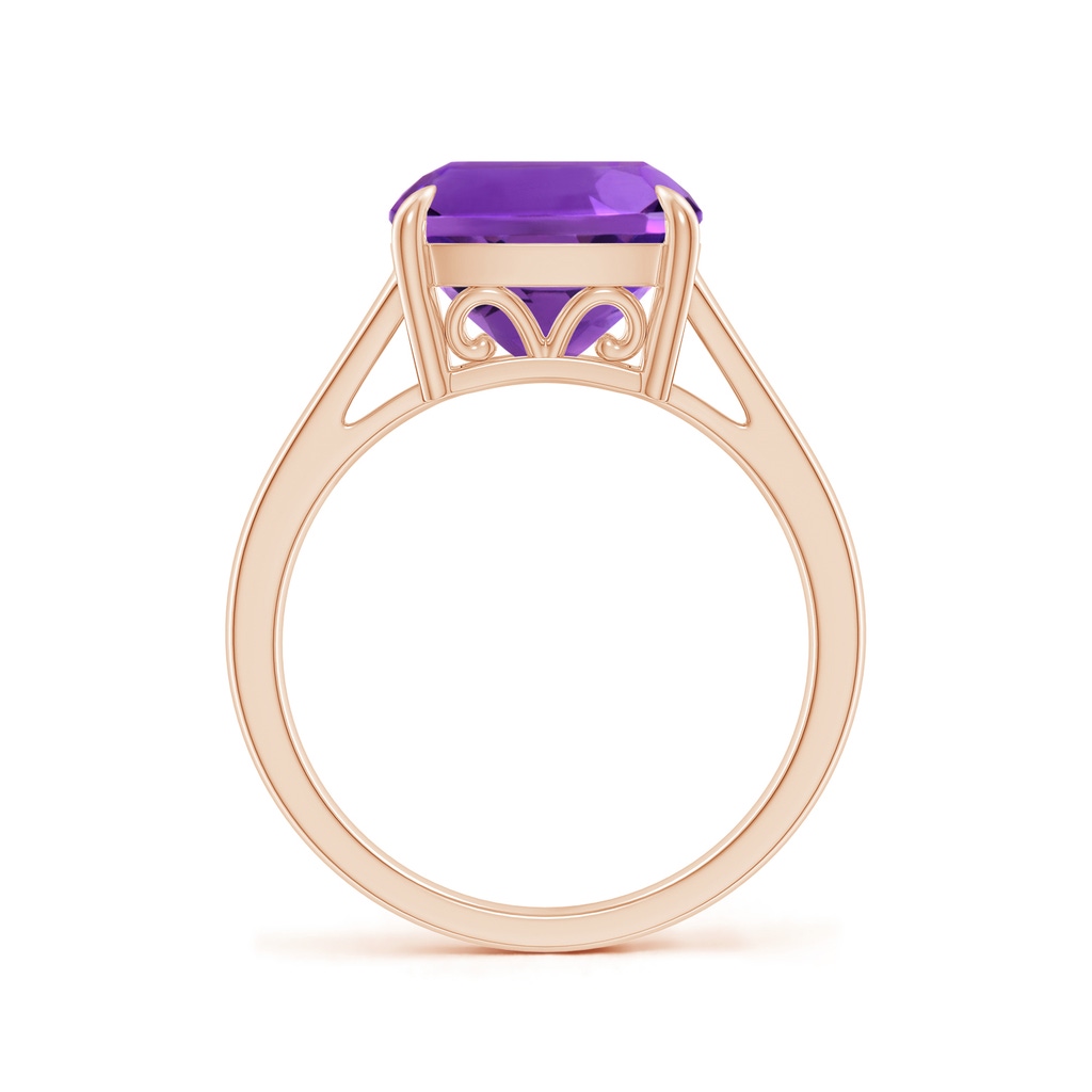 10mm AAAA Classic Solitaire Cushion Amethyst Cocktail Ring in Rose Gold - side_1