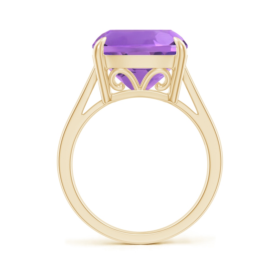 12mm AA Classic Solitaire Cushion Amethyst Cocktail Ring in Yellow Gold side-1