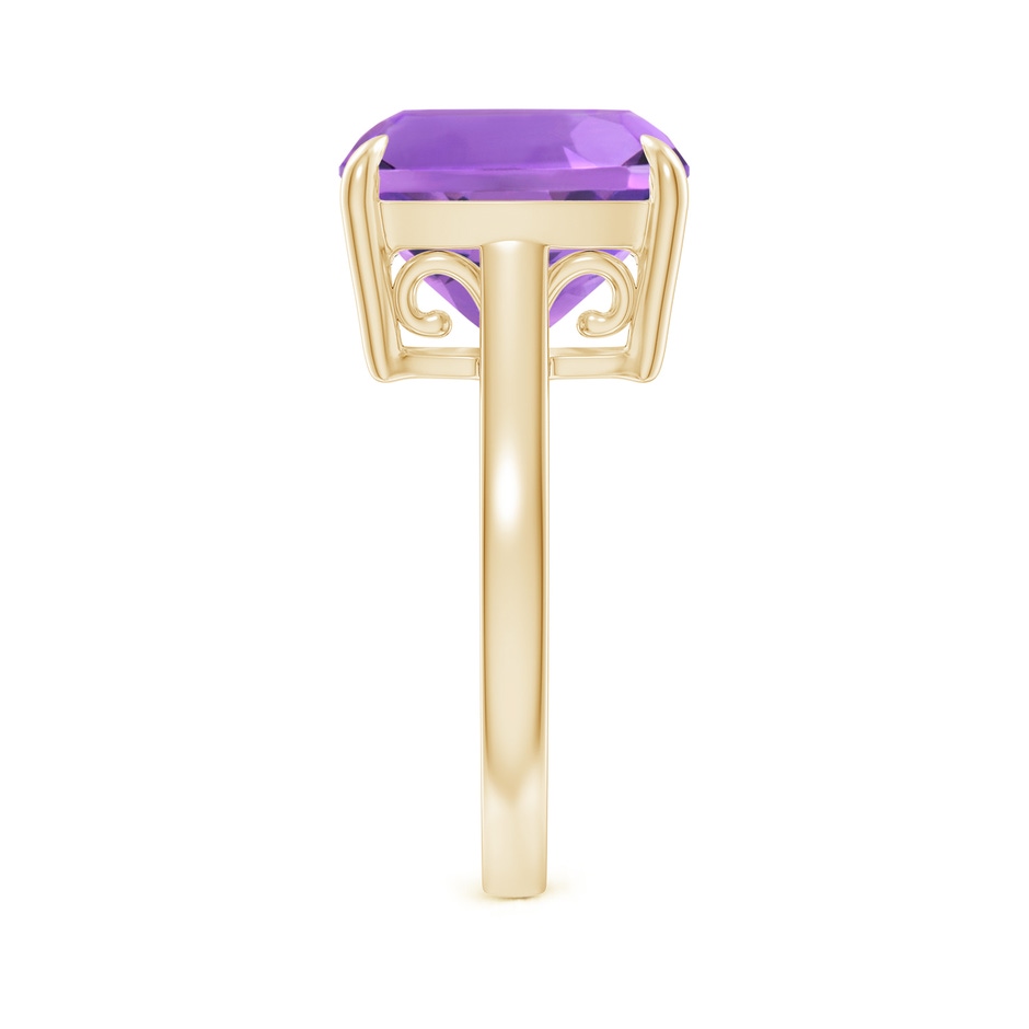 12mm AA Classic Solitaire Cushion Amethyst Cocktail Ring in Yellow Gold side-2