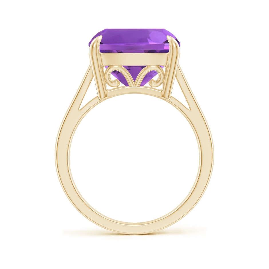 12mm AAA Classic Solitaire Cushion Amethyst Cocktail Ring in Yellow Gold side-1