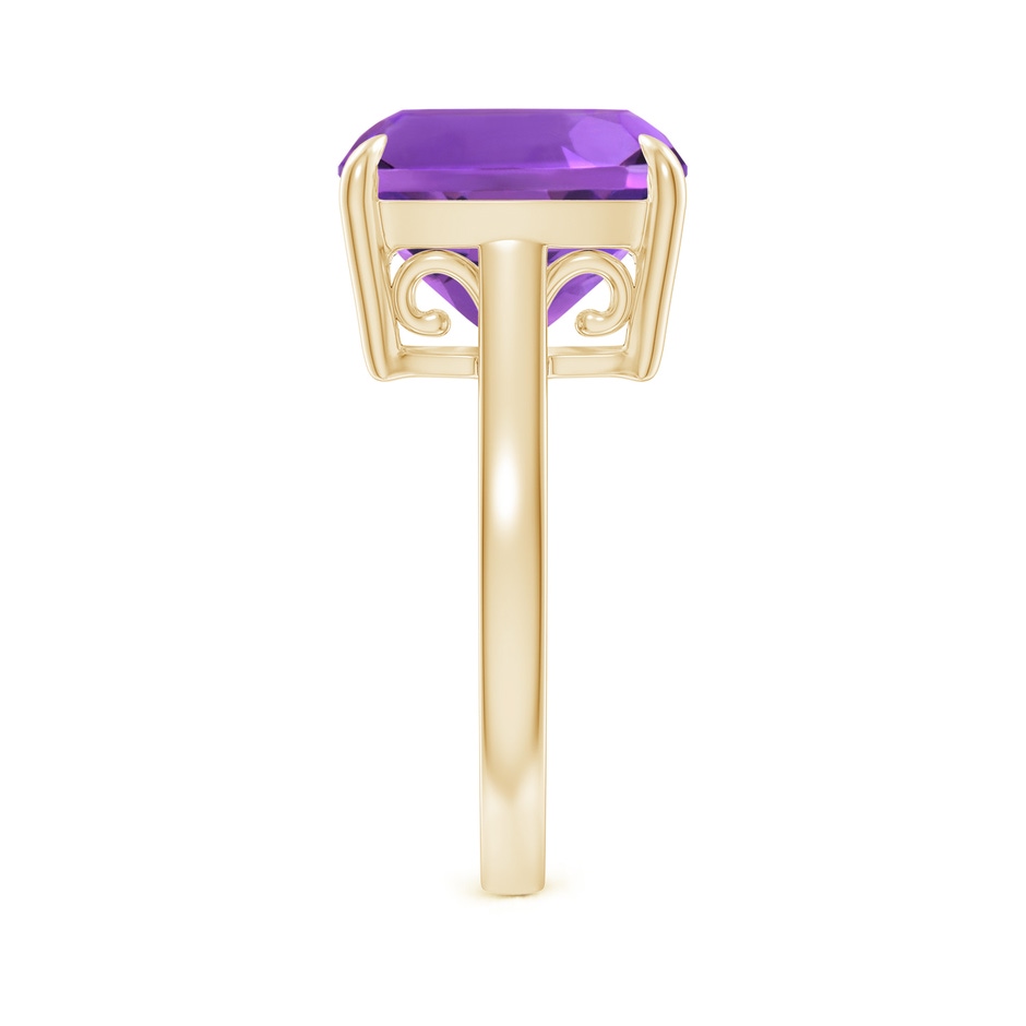 12mm AAA Classic Solitaire Cushion Amethyst Cocktail Ring in Yellow Gold side-2