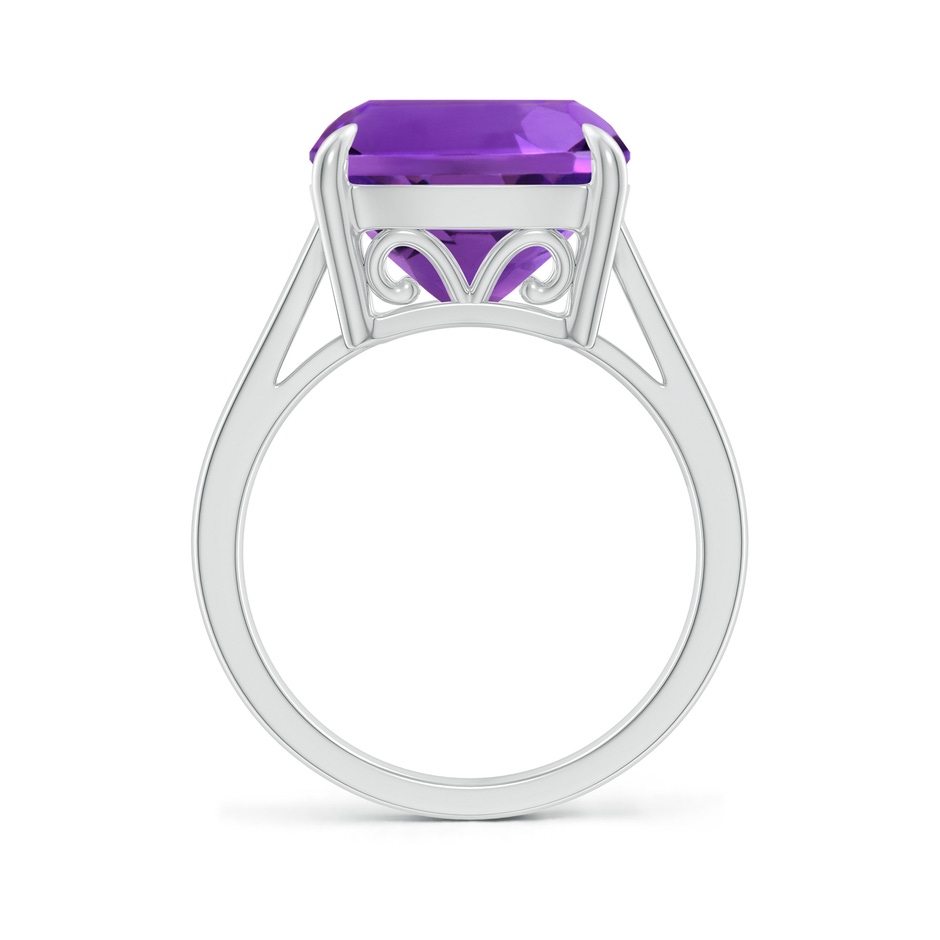 12mm AAAA Classic Solitaire Cushion Amethyst Cocktail Ring in White Gold side-1