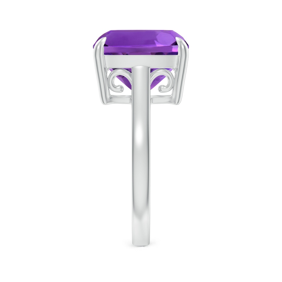12mm AAAA Classic Solitaire Cushion Amethyst Cocktail Ring in White Gold side-2
