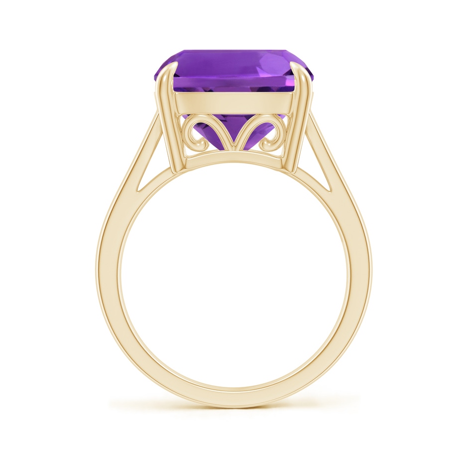 12mm AAAA Classic Solitaire Cushion Amethyst Cocktail Ring in Yellow Gold side-1