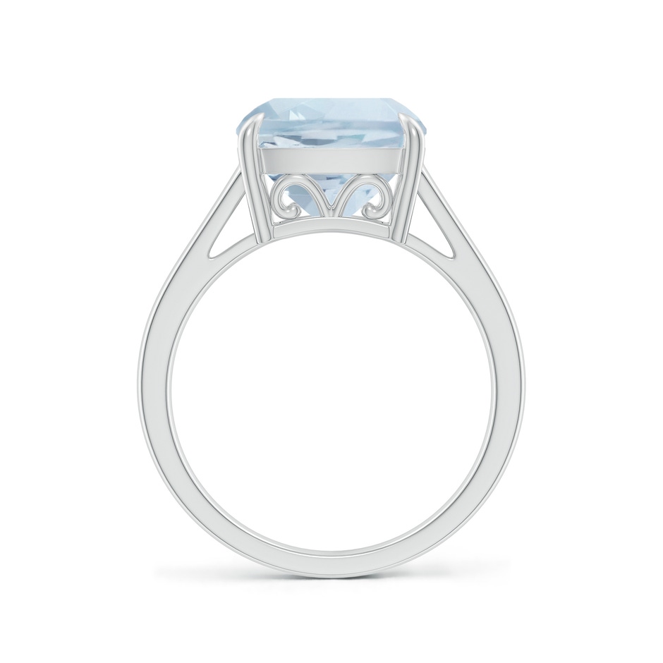 10mm A Classic Solitaire Cushion Aquamarine Cocktail Ring in P950 Platinum side-1