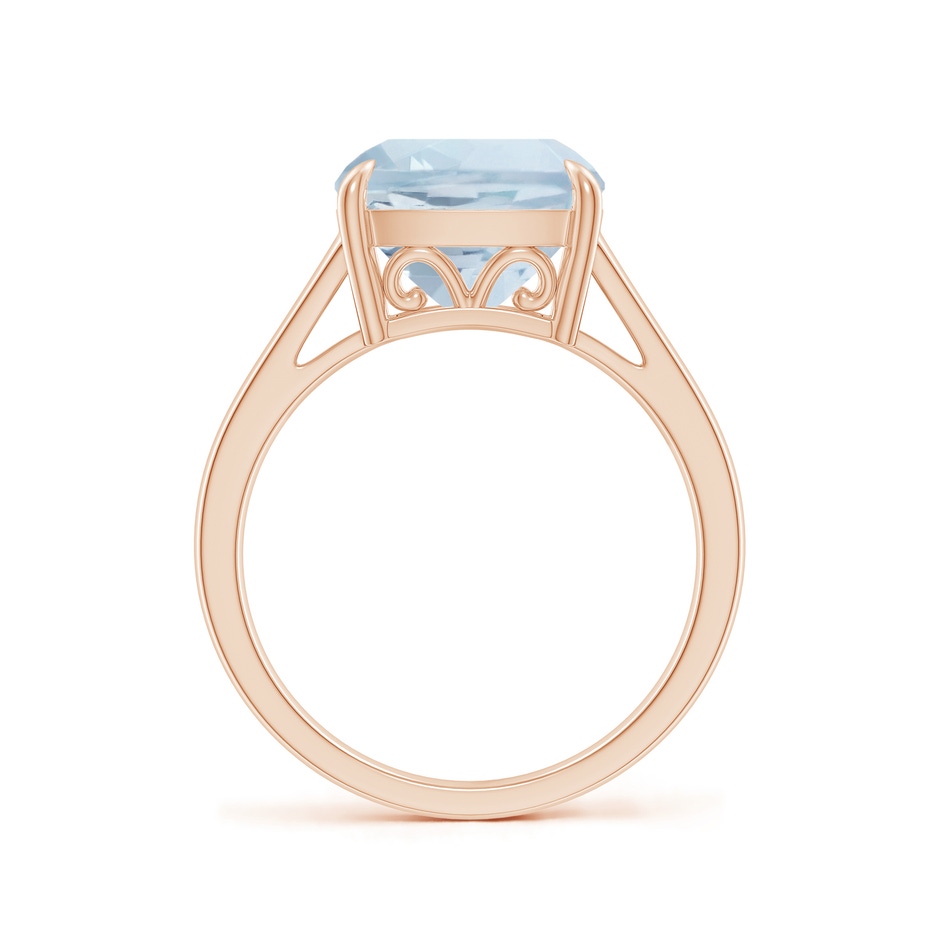 10mm A Classic Solitaire Cushion Aquamarine Cocktail Ring in Rose Gold side-1