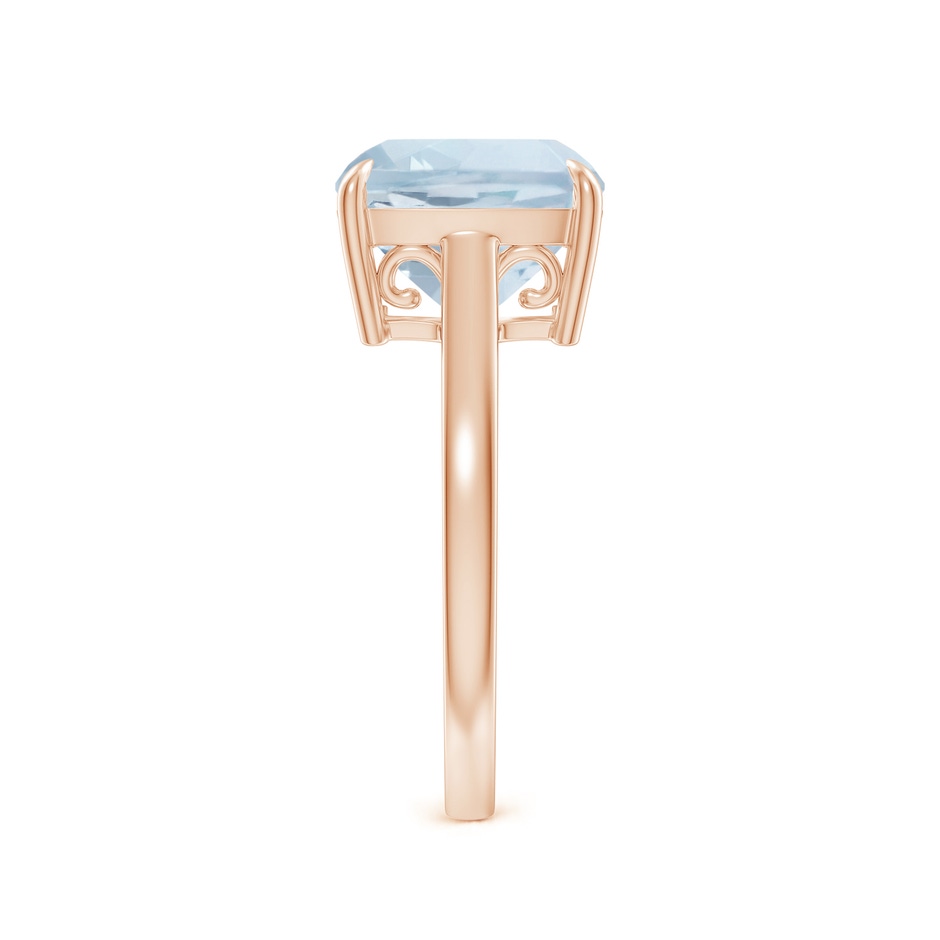 10mm A Classic Solitaire Cushion Aquamarine Cocktail Ring in Rose Gold side-2