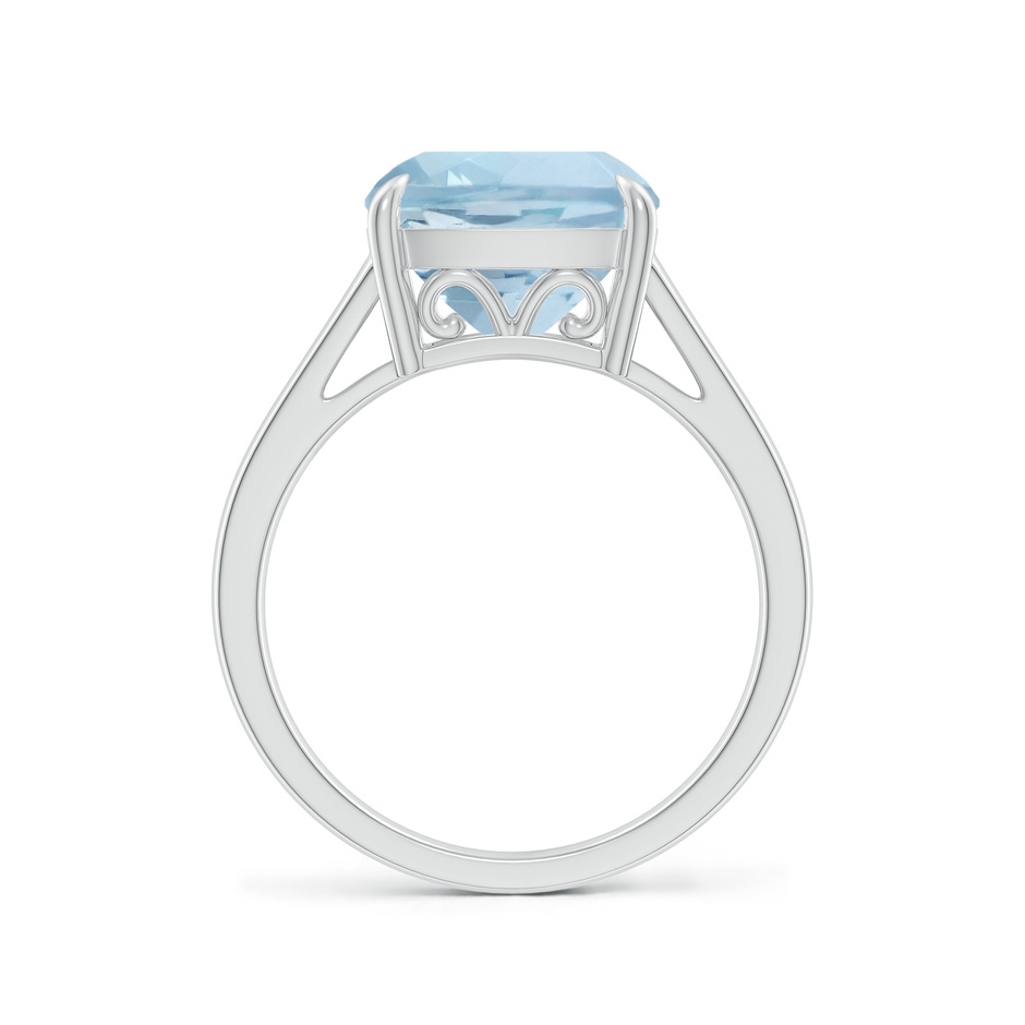 10mm AA Classic Solitaire Cushion Aquamarine Cocktail Ring in 9K White Gold side-1