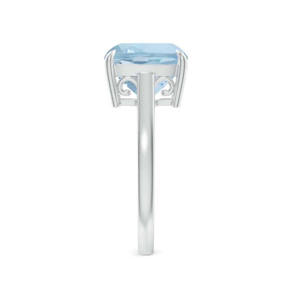 10mm AA Classic Solitaire Cushion Aquamarine Cocktail Ring in 9K White Gold side-2