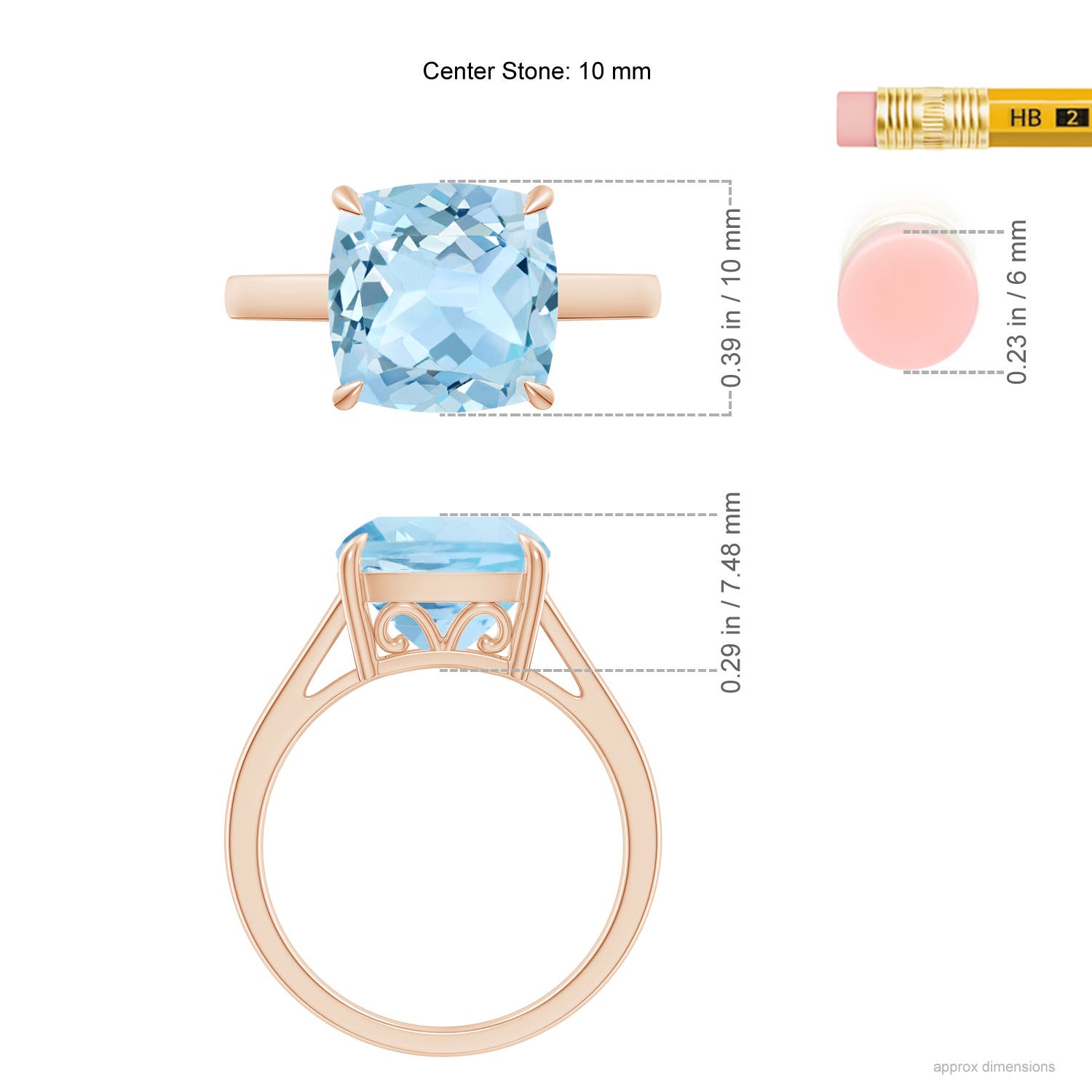 AAA - Aquamarine / 3.5 CT / 14 KT Rose Gold