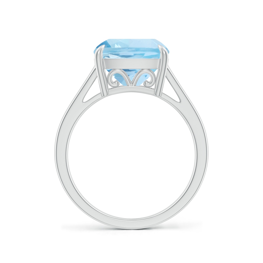 10mm AAA Classic Solitaire Cushion Aquamarine Cocktail Ring in White Gold - side_1