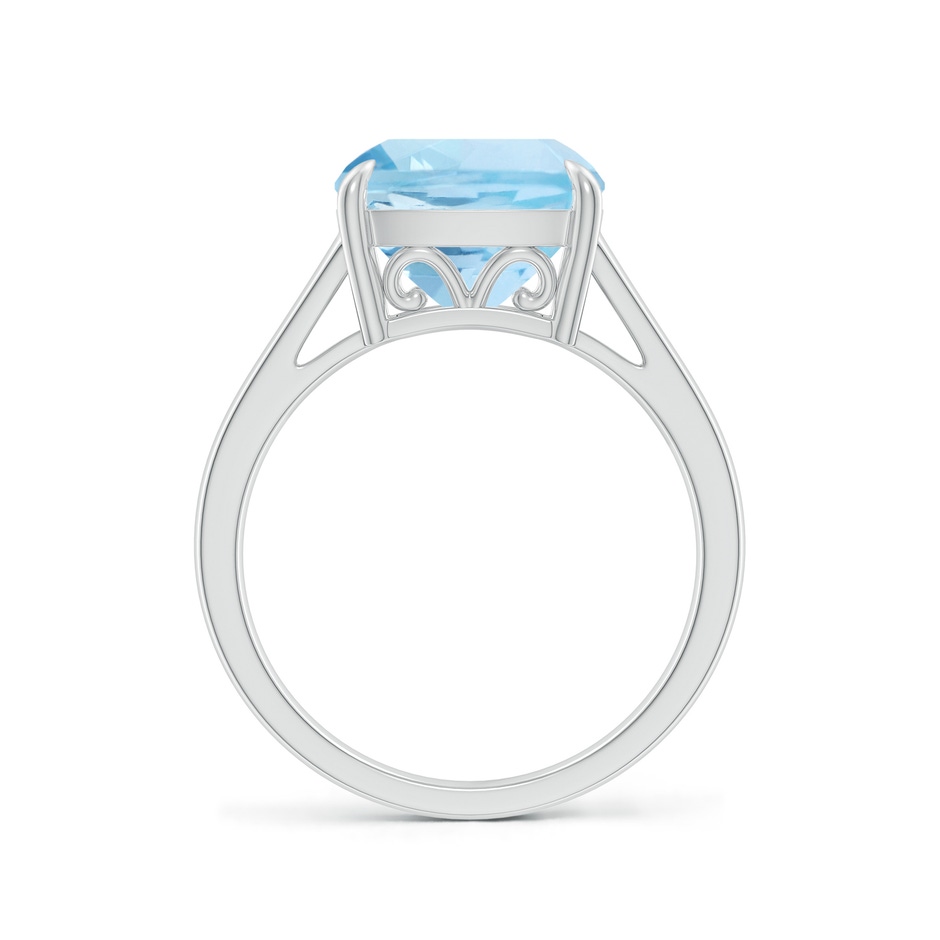 10mm AAA Classic Solitaire Cushion Aquamarine Cocktail Ring in White Gold side-1