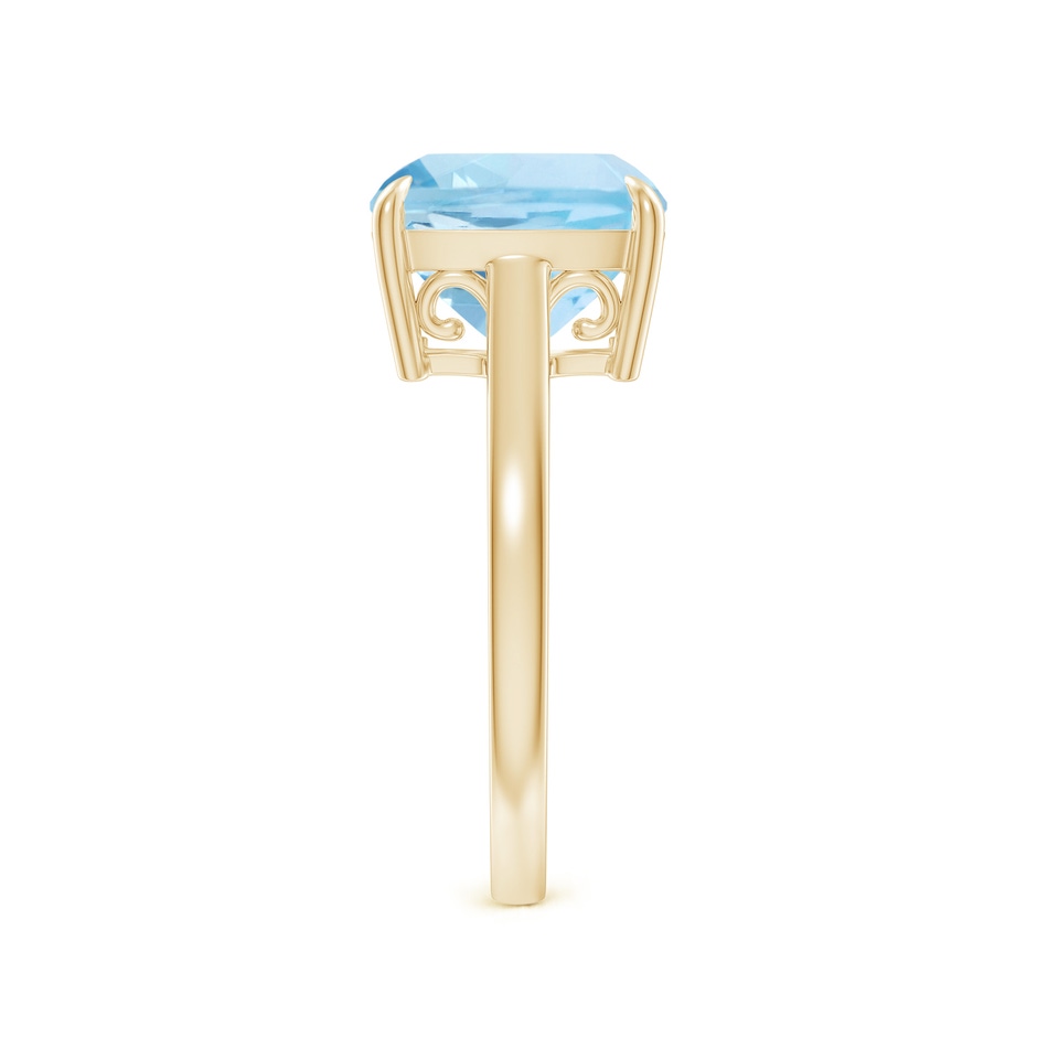 10mm AAA Classic Solitaire Cushion Aquamarine Cocktail Ring in Yellow Gold side-2